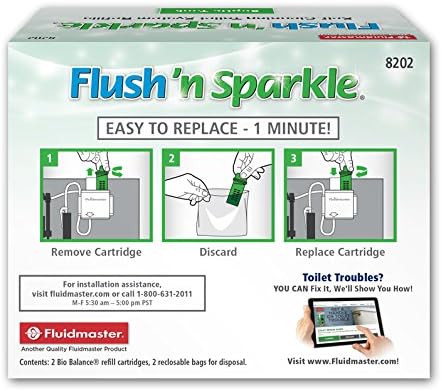 Fluidmaster 8202P8 Flush 'n Sparkle Automatic Toilet Bowl Cleaning System Refills, BioBalance Septic 2-Pack...