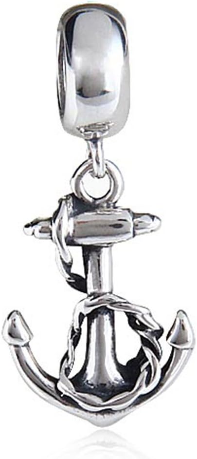 Anchor Charm 925 Sterling Silver Sailor Charm USN Charm Sea Charm Birthday Charm Anniversary Charm for Pandora Charms Bracelet (A)...