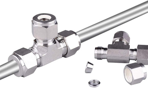 Beduan Pneumatic Stainless Steel 3/8” Compression Fittings Tee Let-Lok Adapter Tube Connector...