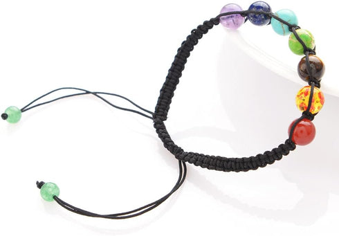 COLORFUL BLING 7 Chakra Lava Natural Stone Rock Gemstone Beads Yoga Reiki Healing Crystals Energy Balancing Necklace with Earrings Bracelet Jewelr...