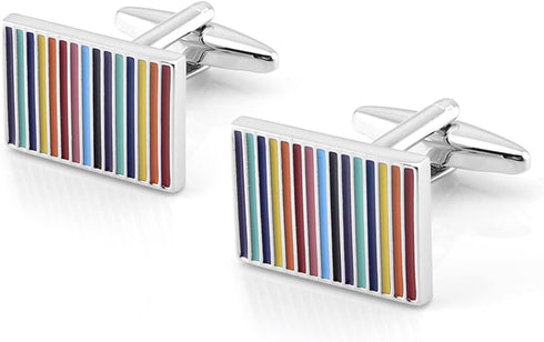 Rainbow Stripes Cufflinks for Men Rectangle Pair Men Cuff Links Classic Men Tuxedo Shirt Cufflink For Business Wedding Daily Shirts...