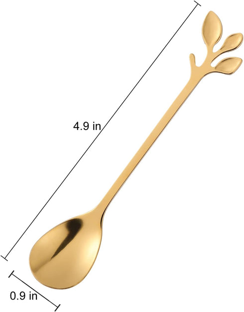 dcieiosul Gold Plated Stainless Steel Mini Coffee Espresso Spoon, Tableware Flatware Dessert Teaspoons Small Soup Spoons Set of 8, 4.9 inch Specia...