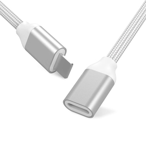 Braided i-Phone Extension Cable Pass Video Audio Music Photo Data, Charge. 1PCS 3.3Feet Male to Female i-Phone Extender Cord Made of Sliver Alumin...