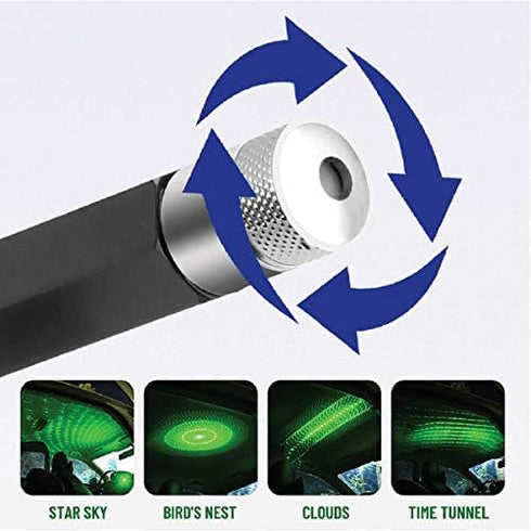 USB Star Atmosphere Decorations Multiple Lighting Modes Green Light for Car Interior, Ceiling, Bedroom, Party, etc...