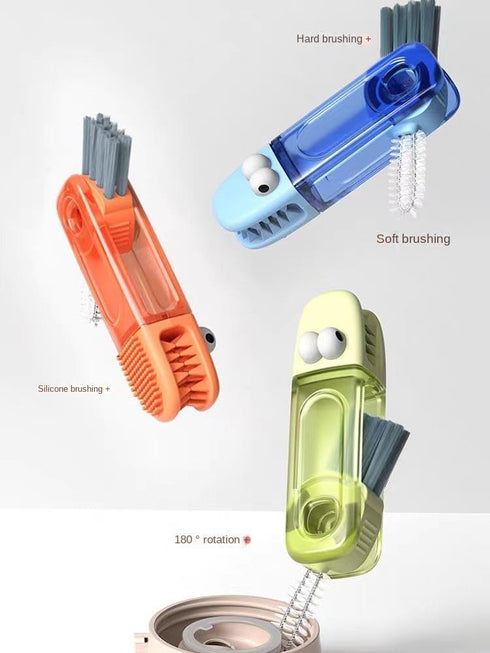 Multifunctional Bottle Cleaning Brush Set, Multifunction Silicone Cup Lid Gap Cleaner, Home Kitchen Crevice Cleaning Tools(3 Pcs), Blue,green,yell...