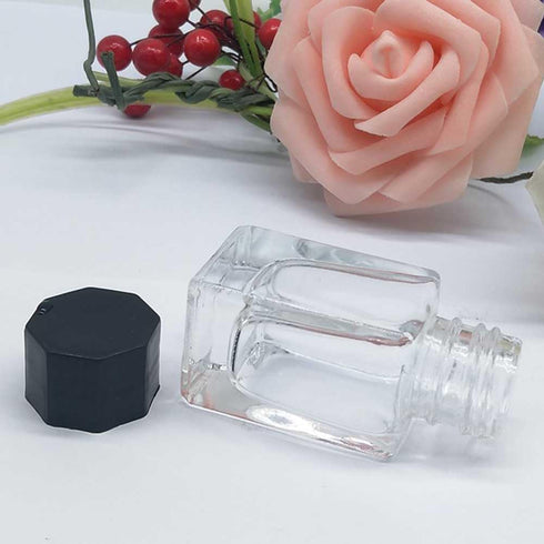 2 Pcs 20ml Clear Glass Jars Empty Refillable Ink Vials Containers with Black ABS Plastic Caps for Ink Liquid...