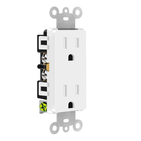 White Outlet,Greencycle 110V Outlet,4 Pack 15 Amp Decora Tamper Resistant Outlet,5-15R,3 Wire Square Outlet Wall Plug,Residential Commercial Grade...