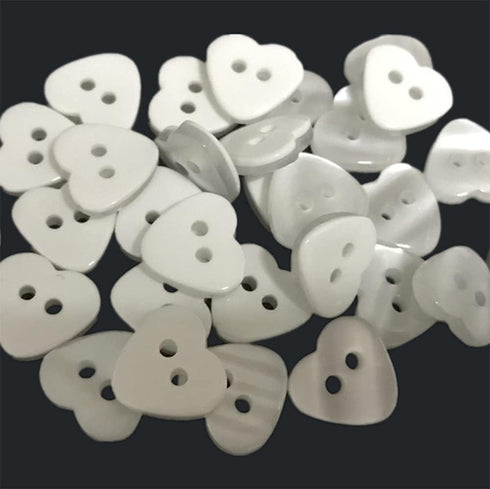 AKOAK 100 Pcs 2 Hole White Heart Button Resin Button Suitable for Hand-Sewn Decorative Accessories Scrapbook Peach Heart Blend...