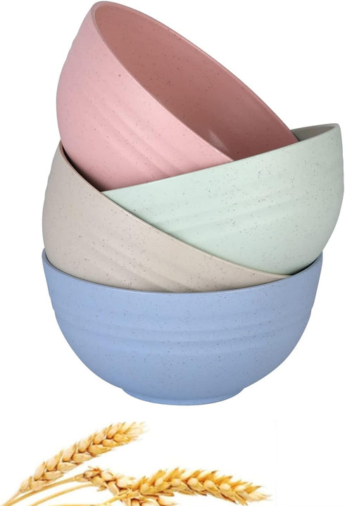 WANBY Lightweight Wheat Straw Cereal Bowls Unbreakable Dinner Dishes Bowl Set Dishwasher & Microwave Safe (Small 4 Pack 4.5')...