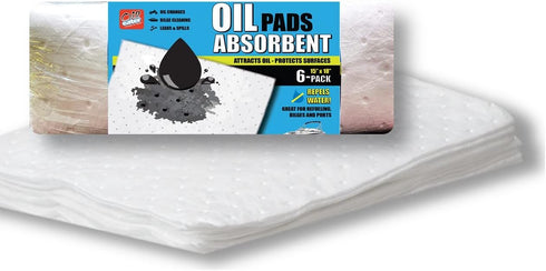 Oil Eater Oil Only Absorbent Pads - for Bilges, Boats, Vehicles and Tools - 6 Pack, White, 15" x 18" (AOA-BPH006-WHITE)...