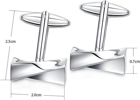 HONEY BEAR Twist Knot Cufflinks Steel for Men's Shirt Wedding Business Gift...
