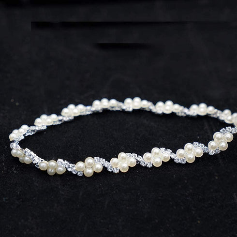 Jerler 1 Yard Pearl Rhinestone Trim, Inlaid Pearl Beaded Chain, Crystal Applique Ideal for DIY and Wedding Party Decoration Bridal Embellishments,...