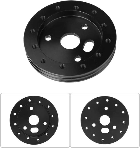 KIMISS Steering Wheel Pad, Universal Steering Wheel to Grant 3 Hole 0.5in Hub Spacer Pad for 6 Hole Adapter(Black)...