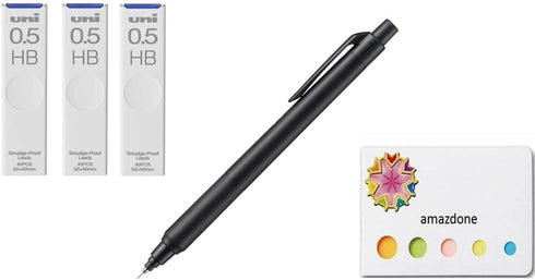uni Kurutoga KS 0.5mm Mechanical Pencil Black (M5KS1P.24)+uni Mechanical Pencil Lead,The Uni Smudge-Proof Leads 0.5mm HB 3 Set Sticky Notes...