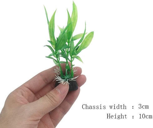 Smoothedo-Pets Aquarium Plants Fish Tank Decorations 4inch/10pcs Set Plastic Artificial Plant Goldfish Waterscape Fish Hides for Small Fish Tank/B...