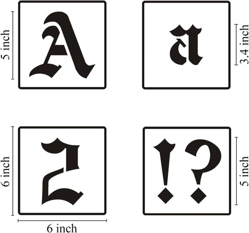 5 Inch Alphabet Letter Stencils for Painting - 70 Pack Old English Letter Stencil Templates with Numbers and Signs for Painting on Wood, Reusable ...