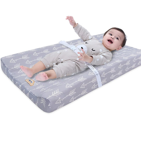 BlueSnail Print Changing pad Cover Set 2PK, Breathable and Comfortable Changing Pad Cover for Boys and Girls (Gray+White)...