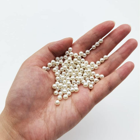 3800pcs 5mm Ivory Polished ABS Undrilled Art Faux Pearls for Vase Fillers, No Hole Imitation Round Pearl Beads for Home Decoration...