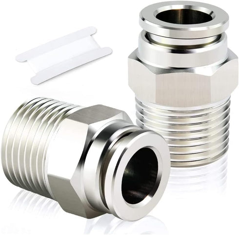 TAILONZ PNEUMATIC 304 Stainless Steel Male Straight 4MM Tube OD x 1/8 Inch NPT Thread Push to Connect Fittings PC4-N1 (Pack of 2)...