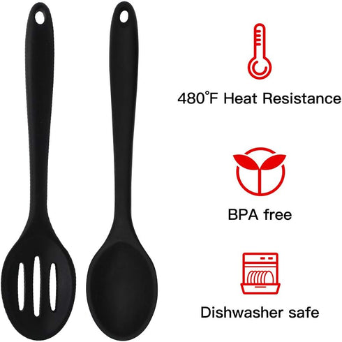 Product image 2 Pieces Silicone Nonstick Mixing Spoons, BPA Free and Food Grade Serving Cooking Spoon, High Heat Resistant to 480°F, Hygienic Desi...