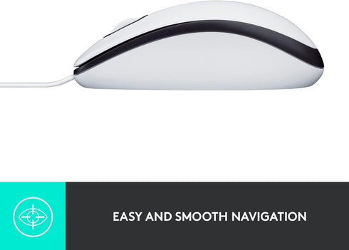 Logitech M100 Wired USB Mouse, 3-Buttons, 1000 DPI Optical Tracking, Ambidextrous PC/Mac/Laptop, White...