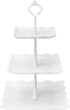 Coitak 3 Tier Cupcake Stand, Plastic Tiered Serving Stand, Square Dessert Tray for Tea Party, Baby Shower and Wedding (Pure White)...