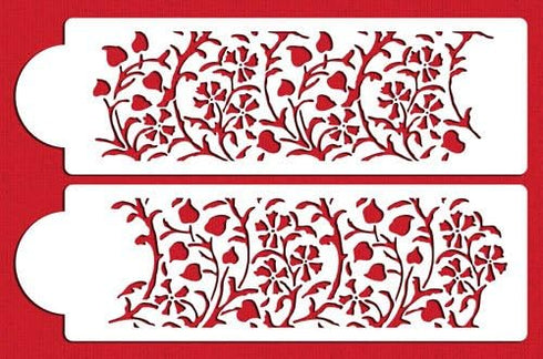 Designer Stencils Gilded Floral Cake Stencil Set, Beige/semi-transparent...