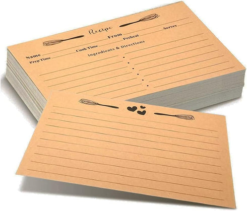 20 Pack Recipe Cards, Kraft Double Sided Recipe Cards 4 x 6 Inch Cooking Recipe Cards Cardstock Recipe Cards with Line Printed Large Writing Space...