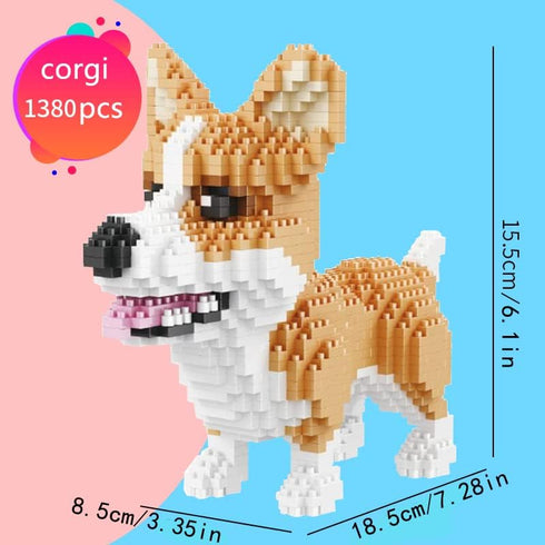 1380 Pieces Mini Building Blocks Animal Dog Husky Building Set - Mini Pets Companion 3D Puzzle Kit Toy Bricks Dog for Kids14 Years Old and Up (Cro...