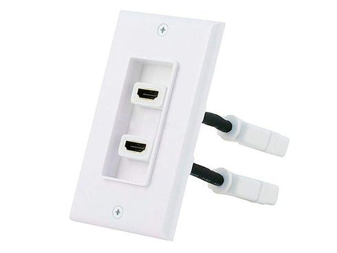 Monoprice Two-Piece Inset Wall Plate with 4 Inch Built-in Flexible High Speed HDMI Cable With Ethernet - Dual Port (2P)...
