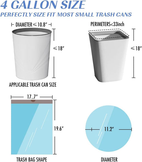 JOYEUX 4 Gallon Small Trash Bags, No-Tearing Drawstring Garbage Bags for Bathroom Kitchen, Beachside Breeze Scent, 60 Count...