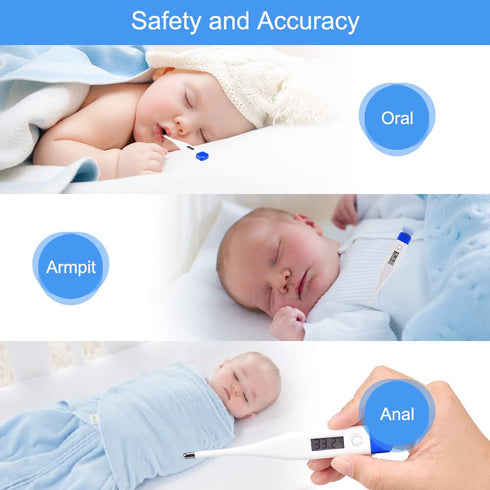 Berrcom Digital Thermometer for Adults and Kids, Oral Thermometer for Baby Rectal and Underarm Thermometer for Fever Alarm Medical Thermometer wit...