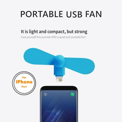 Cell Phone Fan for iPhone - 4 Pack Personal Mini USB Fan Plug in Mobile Phones, Small Portable Pocket Cellphone Fan for iPhone 14 13 12 11 10 9 Pl...