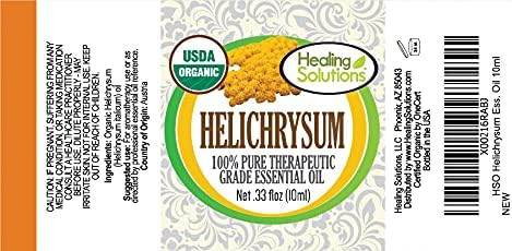Healing Solutions Oils - 0.33 Helichrysum Essential Oil Organic, Undiluted, Pure Helichrysum Oil for Skin, Diffuser - 10ml - Aromatherapy Oils...