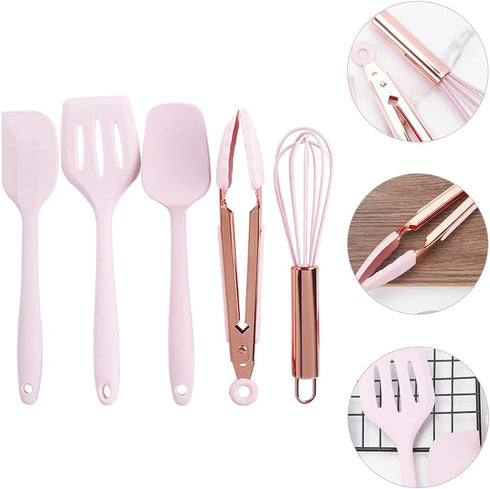 Amosfun 5pcs Mini Kitchen Utensil Set Kids Kitchen Tools Learning Toy Whisk Spatula Tongs Spoon And Slotted Spatula...