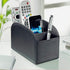 Remote Control Holder Organizer Table Desk Leather Control Storage TV Remote Control Organizer with 4 Spacious Compartments (Black 1)...