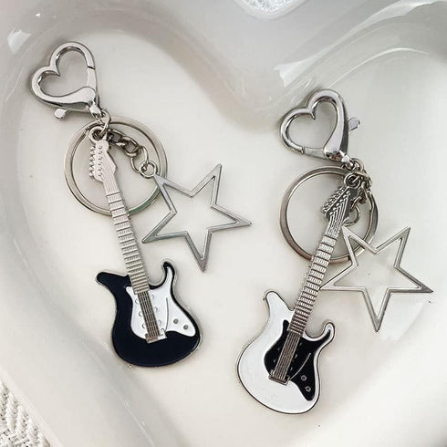 COLORFUL BLING Cute Heart Star Guitar Keychain Y2K Cute Strawberry Keyring Bag Charms Pendant Y2K Accessories for Women...