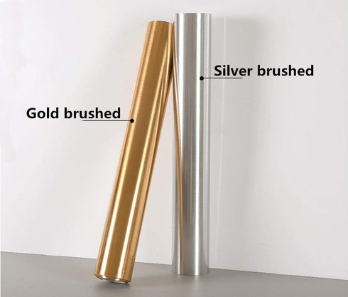 Self Adhesive Brushed Metal Look Film Vinyl Waterproof Anti Greasy Counter Top Peel Stick Metallic Gloss Shelf Liner for Kitchen Cabinet 15.6inch ...