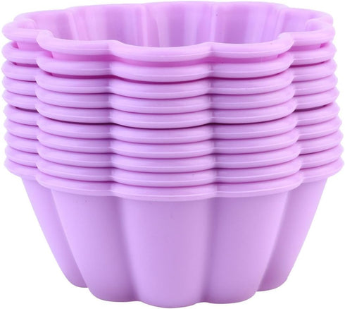 10 Pcs Moldes Para Gelatinas 2.8in Flower Silicone Baking Cups Silicone Donut Molds for Baking Egg Tart Mold Silicone Cupcake Molds...