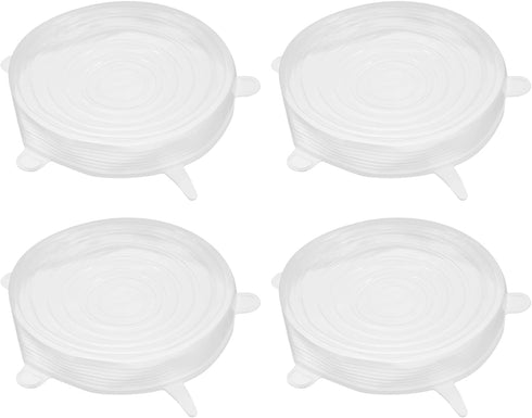uxcell Silicone Stretch Lids, 4Pack 5.71" Round Container Lid Silicone Bowl Covers Reusable Silicone Lids for Cups, Bowls and Food Cover, White...