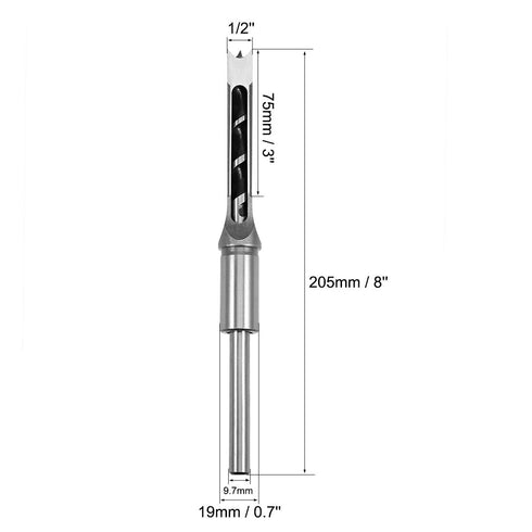 uxcell Square Hole Drill Bit, 1/2" High-Carbon Steel Hollow Chisel Mortise Power Tool for Woodworking...