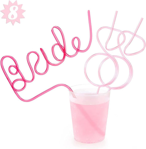 xo, Fetti Bachelorette Party XL Pink Bride + Diamond Ring Straw Set - 8 Pieces | Bridal Shower + Party Decorations | Bride to Be Gift...