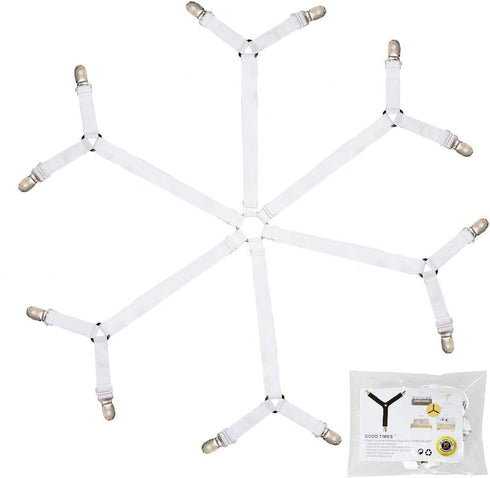 GOODTIMES Update Bed Sheet Clips, Adjustable Sheet Straps Suspenders Gripper Fastener, 6 Sides Triangle Heavy Duty Fuit for Round and Square Mattr...
