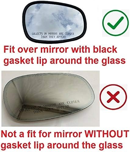 Fit Over Auto-Dimming Mirror Glass with Full Size Adhesive for BMW 128 135 323 328 335 Passenger Side View Right RH - Check size in description...