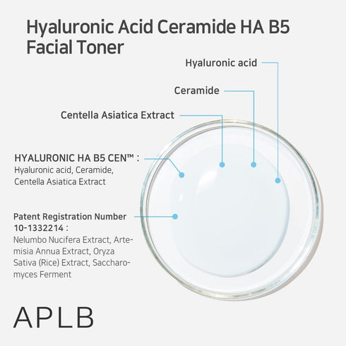 APLB Hyaluronic Acid Ceramide HA B5 Facial Toner | HYALURONIC HA B5 CEN™ 21.3% 5.41 FL.OZ/Korean Skincare, Replenishing moisture, Revitalize for g...