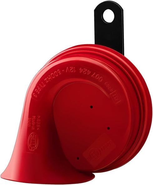 HELLA 007424001 Red Trumpet Low-Tone Horn with Bracket, 12 V, 400 Hz (Universal Fit)...