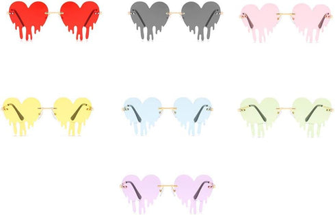 ENTHYI Melting Heart Sunglasses for Men/Women Rimless Irregular Party Unique Sun Glasses...