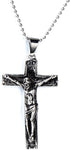 COOLSTEELANDBEYOND Stainless Steel Gothic Crucifix Cross Necklace Pendant Necklace with 30 Inches Steel Ball Chain...