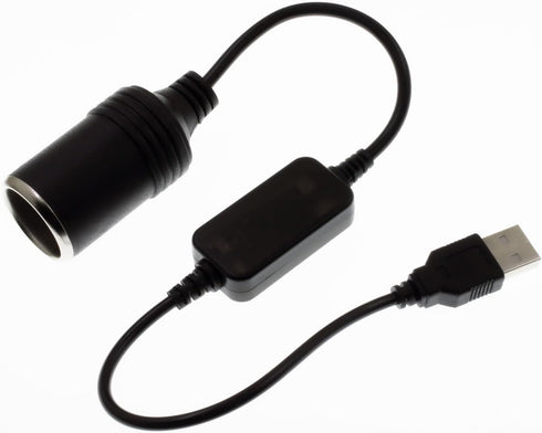 1ft USB A to 12V 8W Car Cigarette Lighter Power Adapter Cable for Dash Cams, GPS, LED Strips, and Automotive Electronics...