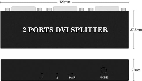 DVI Splitter 1x2 1In 2 Out DVI Switchers Video Splitter HD 1080P with US Power Adapter...